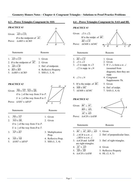 Geometry Worksheet Answer Keys