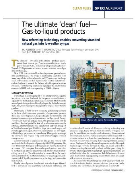 The Ultimate Clean Fuel Davy Process Technology