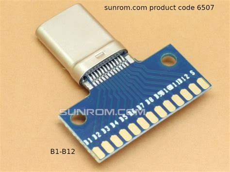 Usb Type C Male 24 Pin Breakout Pcb 6507 Sunrom Electronics