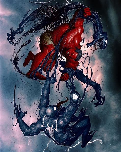“venom Vs Red Hulk By Artist Rock He Him Marvel Comics Art
