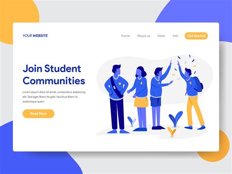 Landing Page Template Of Student Community Illustration Concept Modern