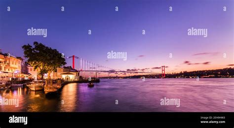 Istanbul Bosphorus Bridge Sunset View 15th July Martyrs Bridge 15