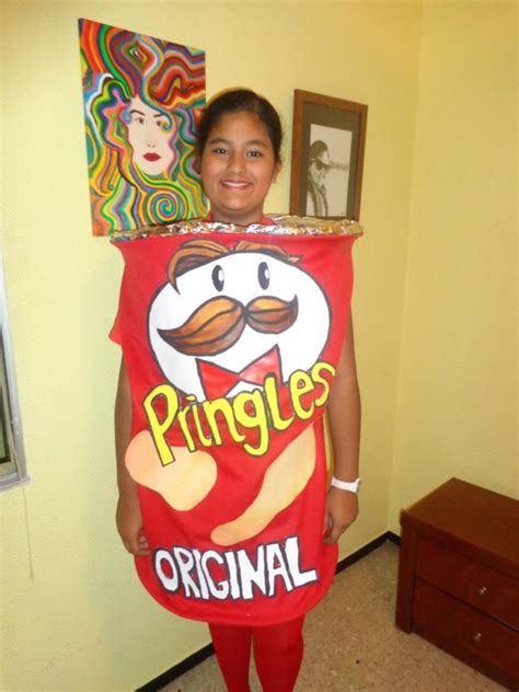 Amazing Easy Real Looking Pringles Can Costume Just Made With Cloth Staples Cardboard And