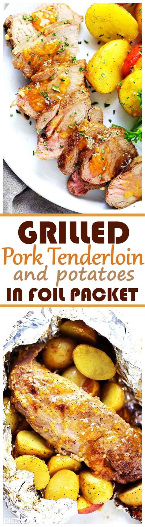 1 medium pork tenderloin roast, or 2 small. Grilled Peach-Glazed Pork Tenderloin Foil Packet with Potatoes - Glazed with peach preserves and ...