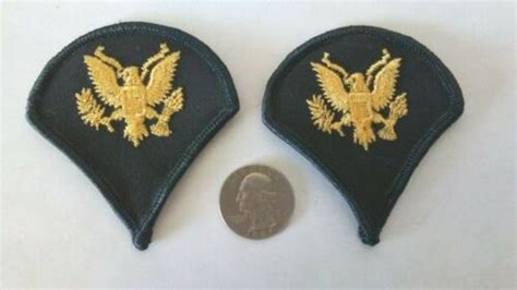 Lot Of 2 Us Army Specialist E4 Rank Gold Eagle Chevron Military Patches