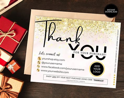 Business Thank You Card Template Poshmark Thank You Cards Etsy