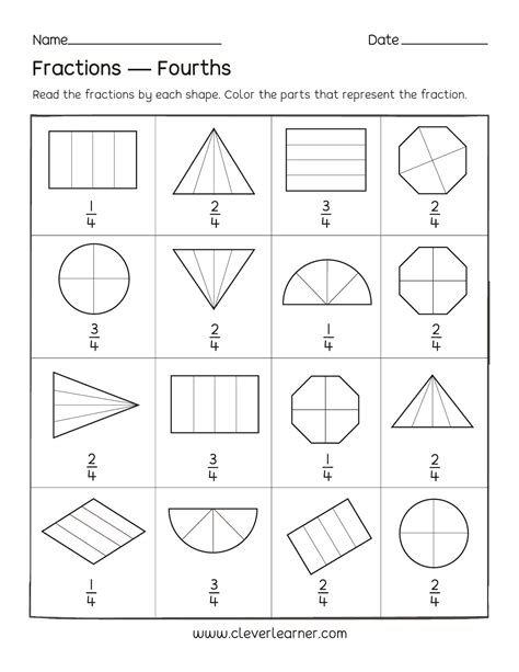 Fun Activity On Fractions Fourths Worksheets For Children