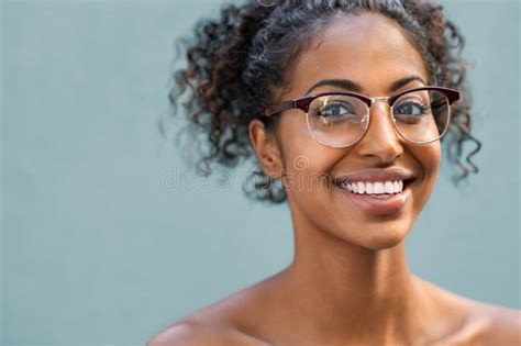 Beautiful Black Woman Wearing Eyeglasses Stock Image Image Of Wearing Smile 159264987