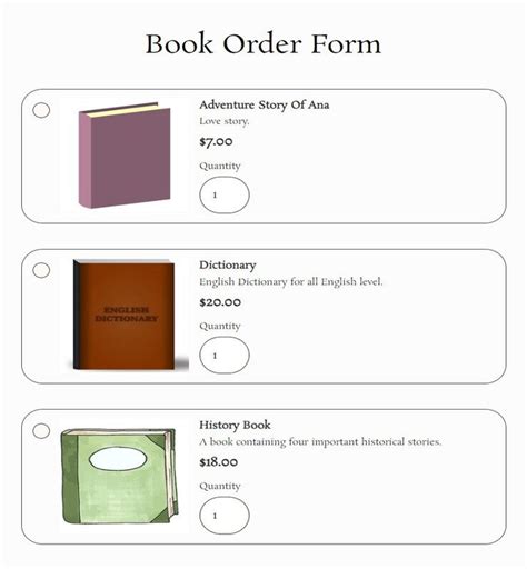 Book Order Form Template 123formbuilder