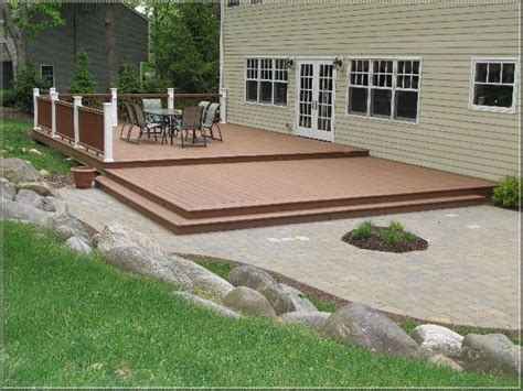 Floating decks are wood decks that rest on the ground and are not attached to any structure, including your house. Image result for build a low deck on the ground | Deck ...