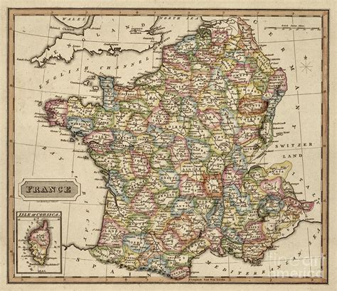 Vintage Map Of France 1817 Photograph By Jl Images Pixels