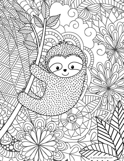 13 Cute Sloth Coloring Pages And Printable Activities Party Bright