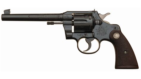 Factory Engraved Colt Officers Model Revolver In 22 Lr