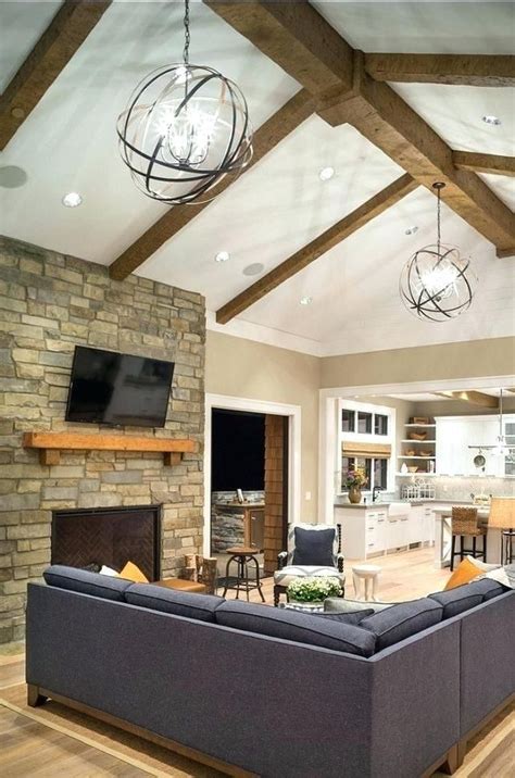 Usually comes with adjustable chains and cords. Vaulted Ceiling Lighting Fixtures Family Room Vaulted ...