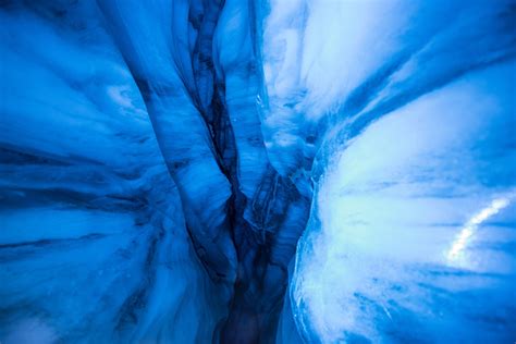 Polar Arctic Ice Cave In Norway Svalbard In Longyearbyen City Stock