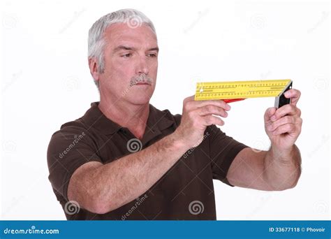 Man Using A Try Square Stock Photo Image Of Accuracy 33677118