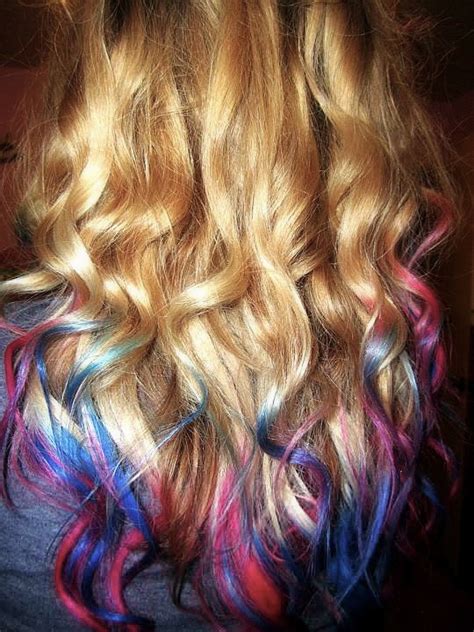 Blonde With Blue And Pink Ends Hair Colors Ideas