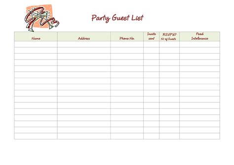 41 Free Guest List Templates Word Excel Pdf Formats Free Printable