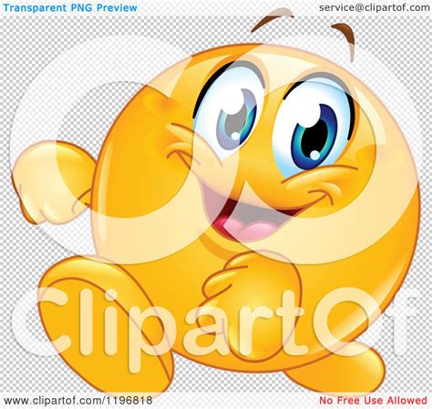 Cartoon Of A Happy Emoticon Walking Royalty Free Vector Clipart By