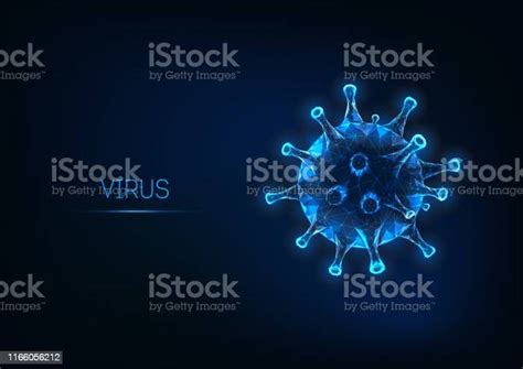 Futuristic Flu Virus Cell Isolated On Dark Blue Background Pathogenic