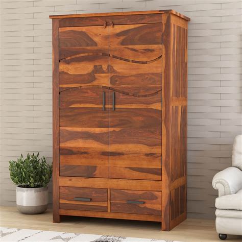 Santa Barbara Solid Wood Large Bedroom Wardrobe Armoire With Drawers