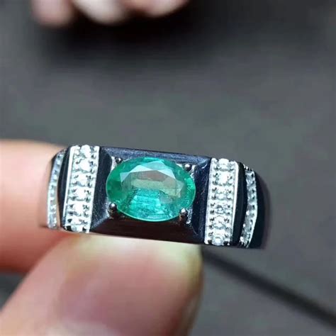 Men Ring Emerald Ring Natural Real Emerald Sterling Silver Free
