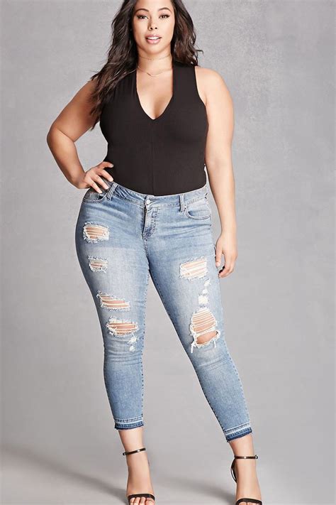 Plus Size Distressed Jeans Plus Size Outfits Plus Size Distressed