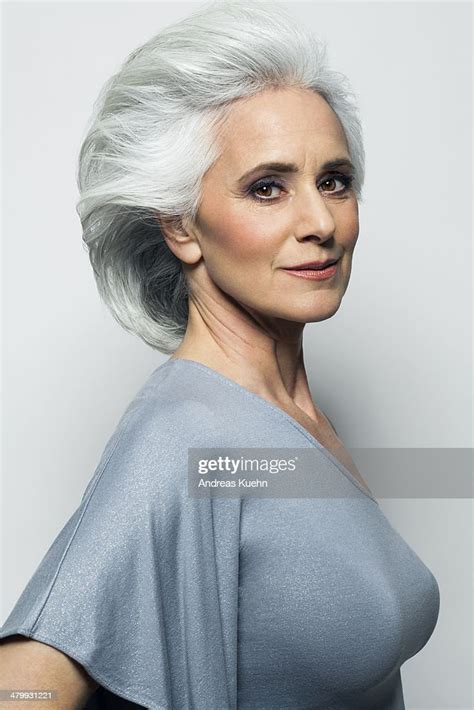Stylish Woman With Grey Hair Portrait Photo Getty Images