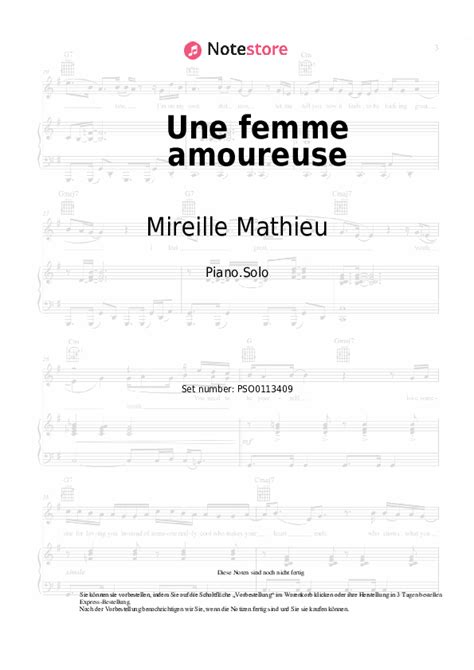 Mireille Mathieu Une femme amoureuse Noten für Piano downloaden für