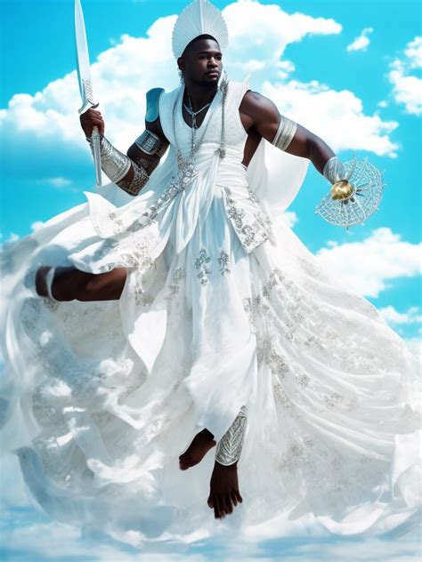 Osneysjc African God Obatalá Full Body White Clothe Silver Shield