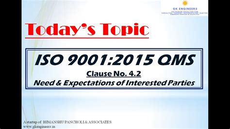 Iso 9001 2015 Clause 42 Need And Expectation Presentation And Panel