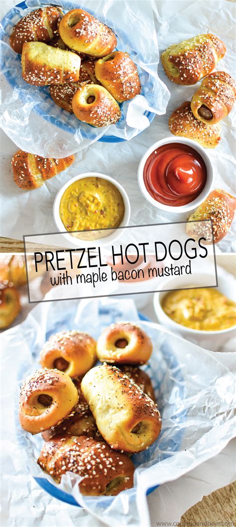 Meanwhile, wrap each hot dog with dough, pinching ends together tightly (secure with toothpicks if necessary). Pretzel Hot Dogs with Maple Bacon MustardCooking and Beer