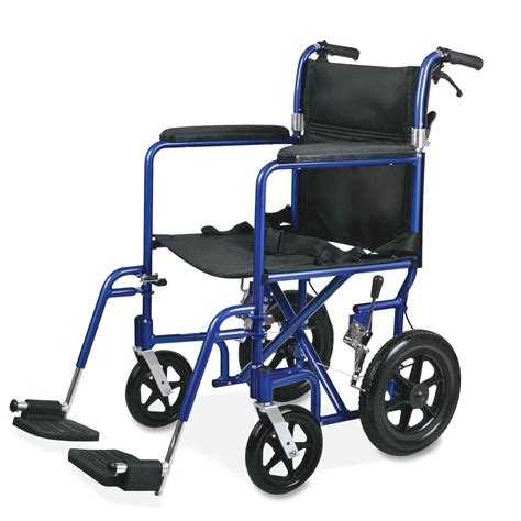 Medline Excel Deluxe Aluminum Transport Chair With Hand Brakes