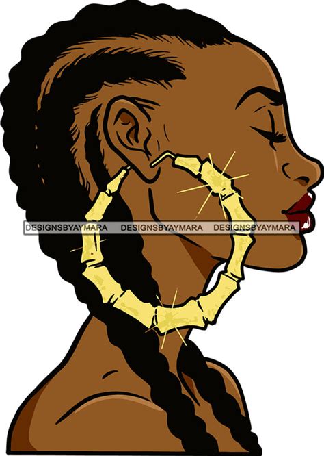 afro urban street black girl babe bamboo hoop earrings sexy corn row braids hair style svg