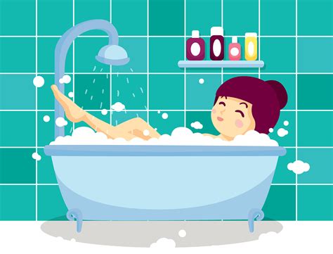 Download Bathing Bathroom Bubble Bath Bathtub Towel Cute Cartoon