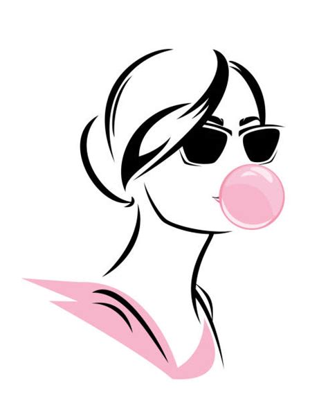 Girl Blowing Bubble Gum Illustrations Illustrations Royalty Free