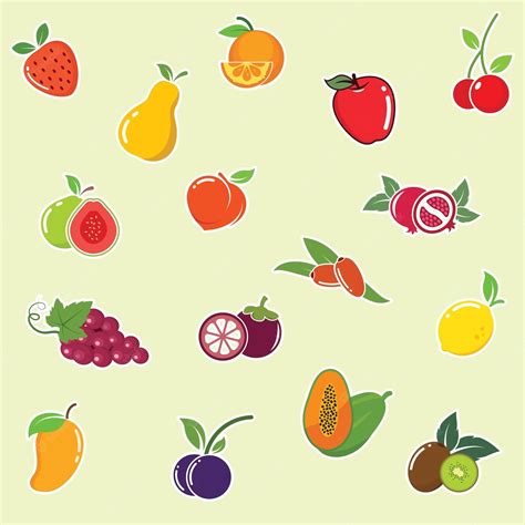 Premium Vector Fruits Set Vector Illustration Design Template