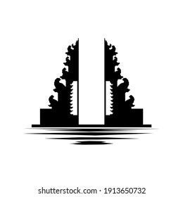 Vektor Stok Gapura Bali Reflection Illustration Logo Graphic Tanpa Royalti