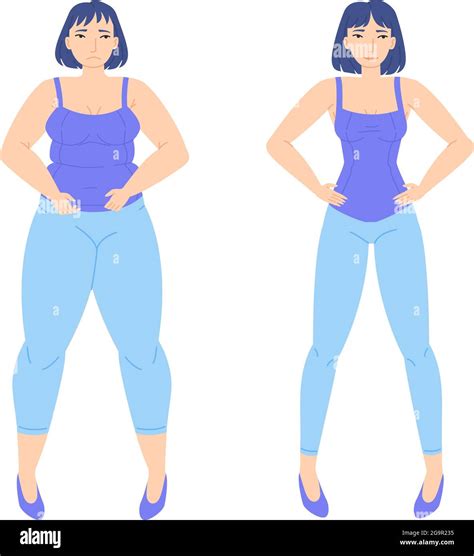 Weight Loss Concept Before And After Slimming Stock Vector Character
