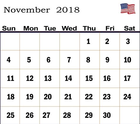 November Calendar 2018 Usa Calendar Usa Online Calendar 2018
