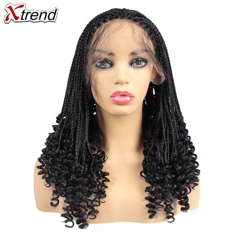 Xtrend Braided Wigs Long Box Braids Wigs For Black Women Lace Front Braid Wig Curly End 20 Inch