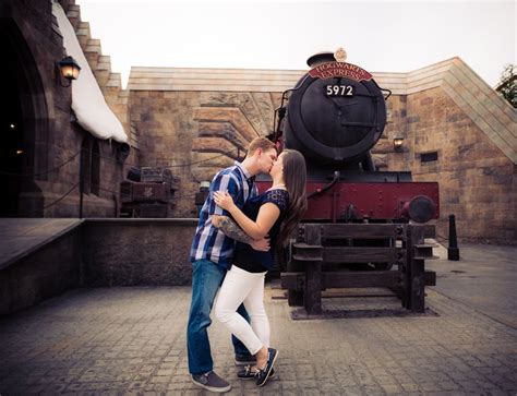 engagement photos at the wizarding world of harry potter popsugar love and sex