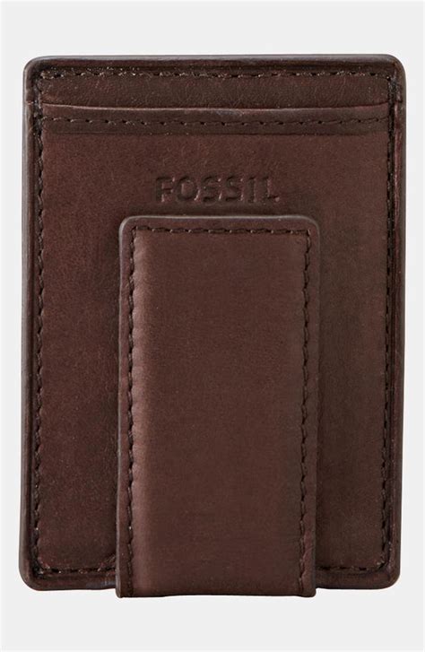 Fossil Mens Leather Wallet With Money Clip