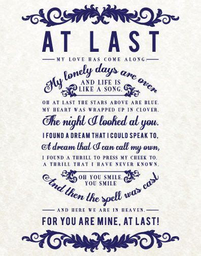 Maybe you would like to learn more about one of these? At Last Lyrics. Our wedding song framed. Definitly doing ...