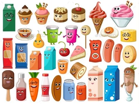 Funny Cartoon Products With Faces By Gurzzza Graphicriver