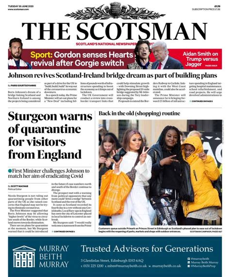 Front Pages 30th Of June 2020 Tomorrows Papers Today
