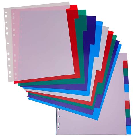 3 Ring Binder Dividers With 10 Color Tabs 2 Pack Durable Ring Binders
