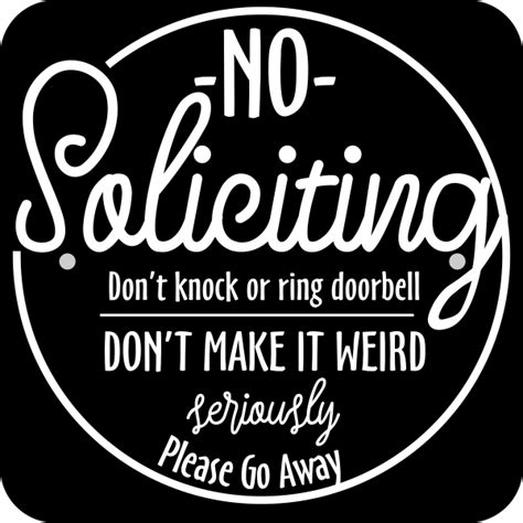 Large metal no soliciting sign vintage antique style solid cast iron door plaque. No Soliciting Round Sign, Funny, Don't Make It Weird ...