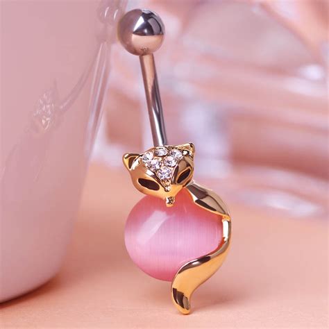 Gold Fox Body Piercings Jewelry Navel Ring Belly Buttons Rings Percing