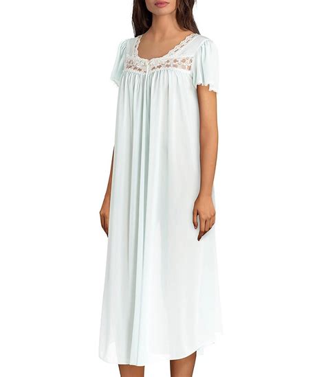 Miss Elaine Silk Essence Solid Long Nightgown Dillards